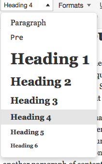 Heading Examples from Pressbooks Visual Style Editor