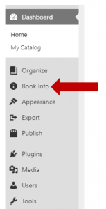 Screenshot directing to Book Info option in left menu