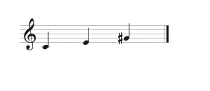 C augmented triad displayed melodically. Image description available.