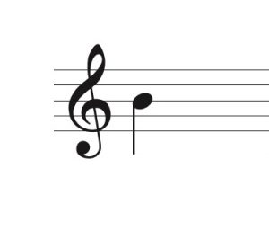 A quarter note in treble clef. Image description available.