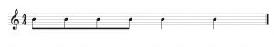 Four eighth notes, and two quarter notes. Image description available.