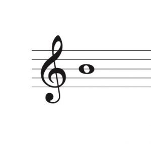 A whole note in Treble Clef. Image description available.