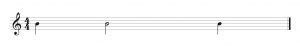 One quarter note, one half note, and one quarter note. Image description available.