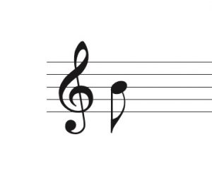 A single eighth note in the treble clef. Image description available.