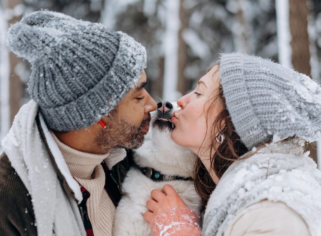 Couple with a dog.