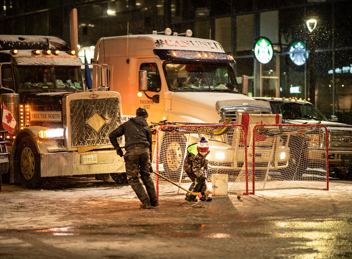 Freedom convoy trucks.