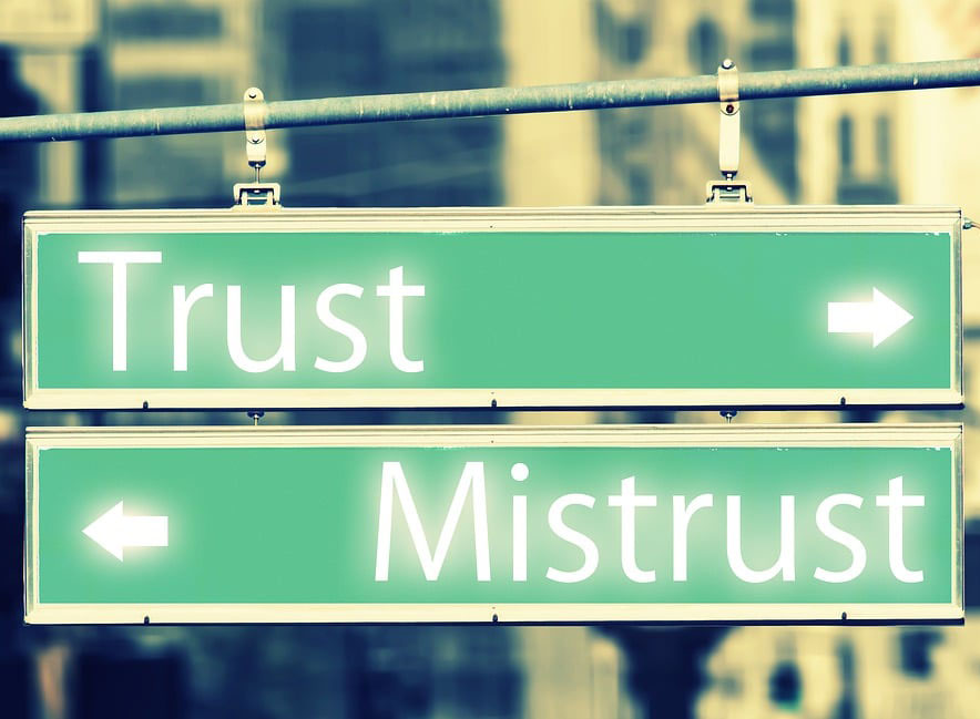 Sign with trust and mistrust.