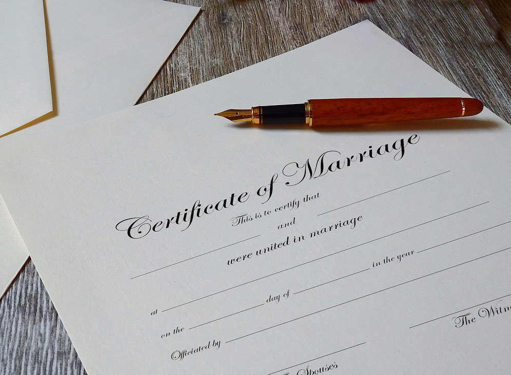 Marriage certificate.