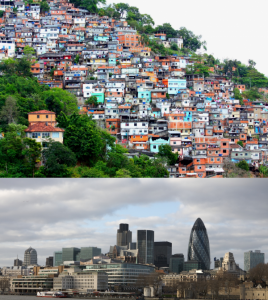 Figure 6.3.1 shows a photo of densely packed buildings on a hillside and a photo of an architecturally diverse city skyline.