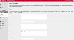 Screenshot of the cover generator overview page