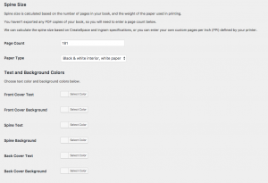 Screenshot of the cover overview options continued